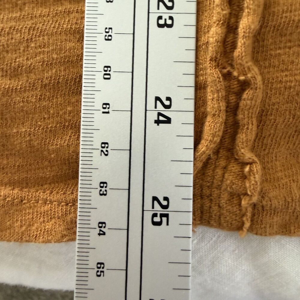 Techstyles Womens 1/4 Button Henley T-Shirt L Mustard Brown Casual Top - Picture 8 of 10